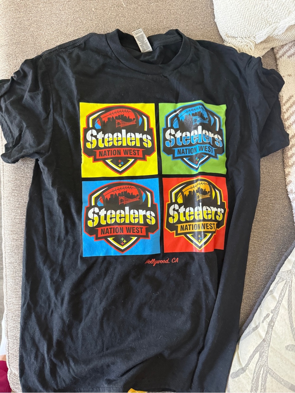 Gildan Black Steelers Nation West Pop Art Logo Tee
